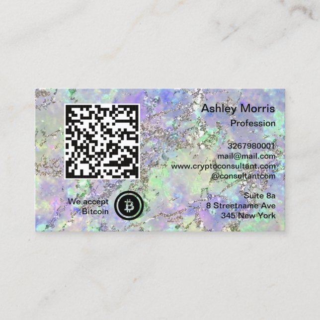 Carte De Visite Bit Me QR Code Nous Acceptons Bitcoin Logo Parties (Devant)
