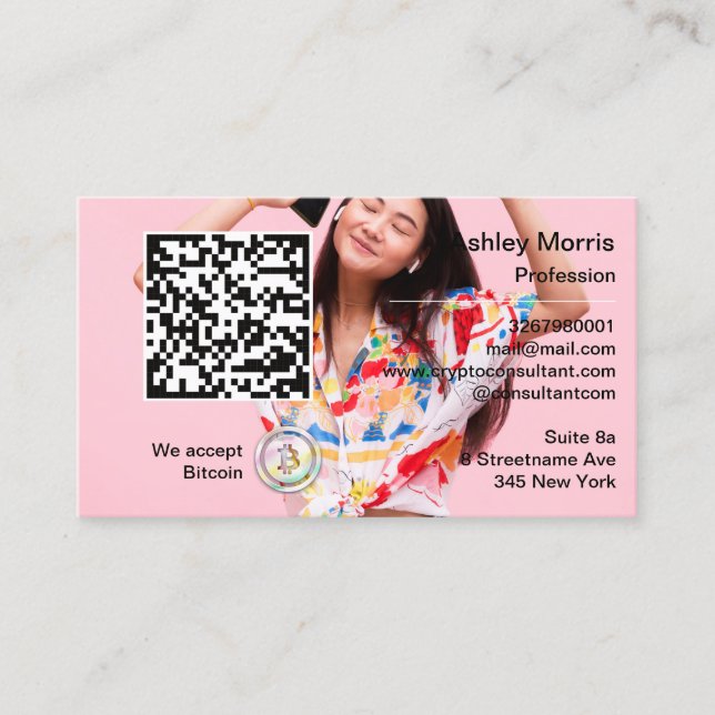 Carte De Visite Bit Me QR Code Nous Acceptons Bitcoin Photo Insert (Devant)