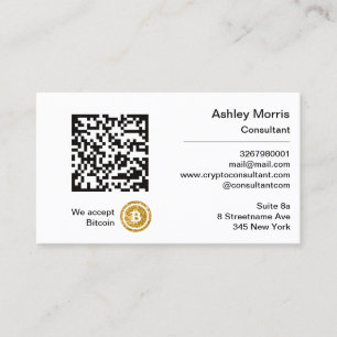 Carte De Visite Bit Me QR Code Nous acceptons Bitcoins Consultant 