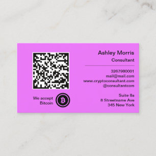 Carte De Visite Bit Me QR Code Nous Acceptons Bitcoins Consultant 