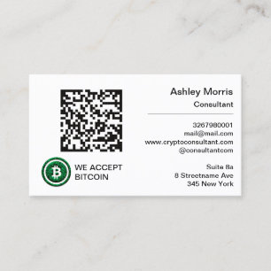Carte De Visite Bit Me QR Code Nous acceptons Bitcoins Consultant 