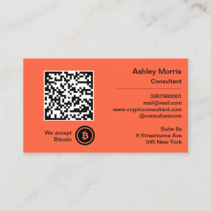 Carte De Visite Bit Me QR Code Nous Acceptons Bitcoins Consultant 