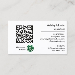 Carte De Visite Bit Me QR Code Nous Acceptons Bitcoins Consultant 