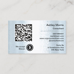 Carte De Visite Bit Me QR Code Nous acceptons Bitcoins Custom Blue
