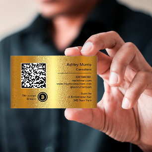 Carte De Visite Bit Me QR Code Nous Acceptons Bitcoins Custom Gold