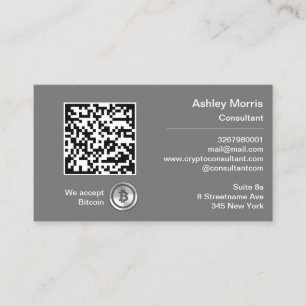 Carte De Visite Bit Me QR Code Nous Acceptons Bitcoins Custom Grey