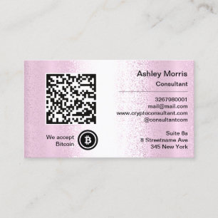 Carte De Visite Bit Me QR Code Nous Acceptons Bitcoins Custom Pink