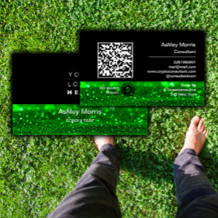 Carte De Visite Bit Me QR Code Nous Acceptons Bitcoins Green Parti