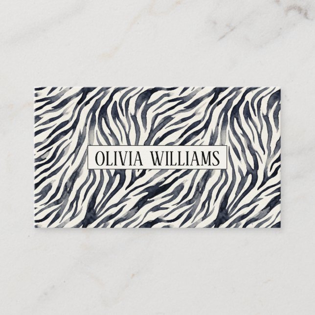 Carte De Visite Black and White Zebra Print Pattern (Devant)