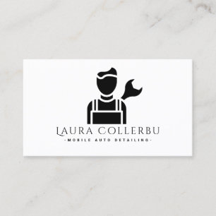 Carte De Visite Black Auto Detailing, Logo de réparation automobil