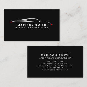 Carte De Visite Black Auto Detailing, logo de réparation automobil
