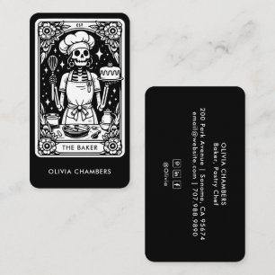 Carte De Visite Black Baker Tarot Skeleton Chef pâtissier