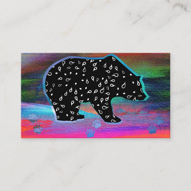 Carte De Visite Black Bear Spirit Northern Light Coloris (Devant)
