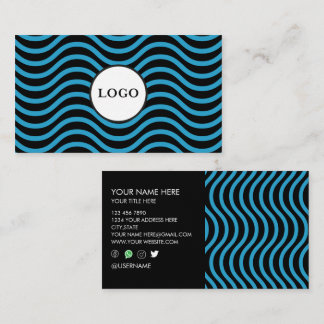 Carte De Visite Black Bondi Blue Wave Design Business Card
