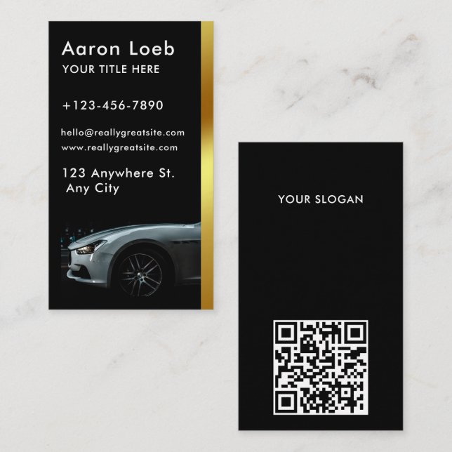 Carte De Visite Black Carbon Fiber Or Louer voiture Chauffeur (Devant / Derrière)
