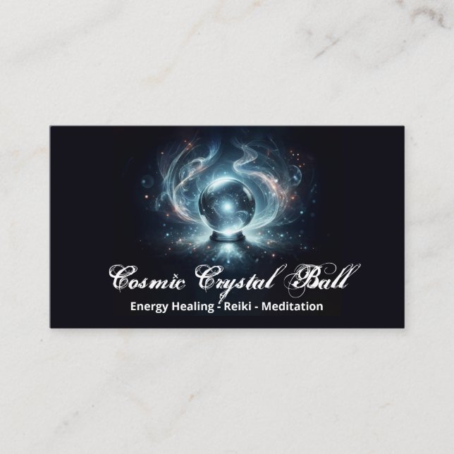 Carte De Visite Black Crystal ball Energy Reiki méditation (Devant)