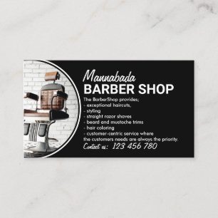 Carte De Visite Black Custom Photos Circle Modern Barber Shop