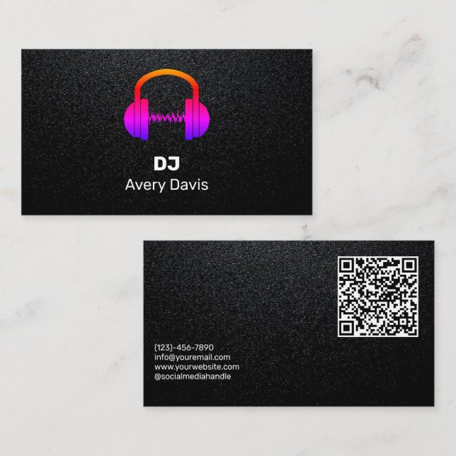 Carte De Visite Black Deejay DJ Music Beat Professional (Devant / Derrière)
