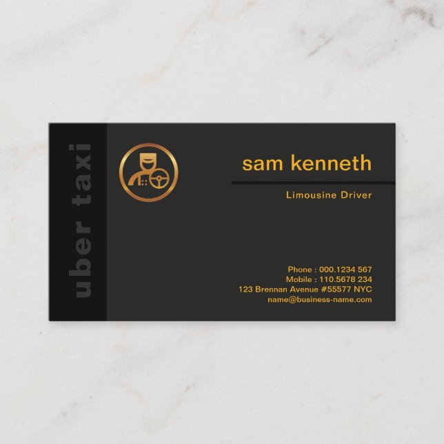Carte De Visite Black Elegance Special Exclusive Modern TAXI (Devant)
