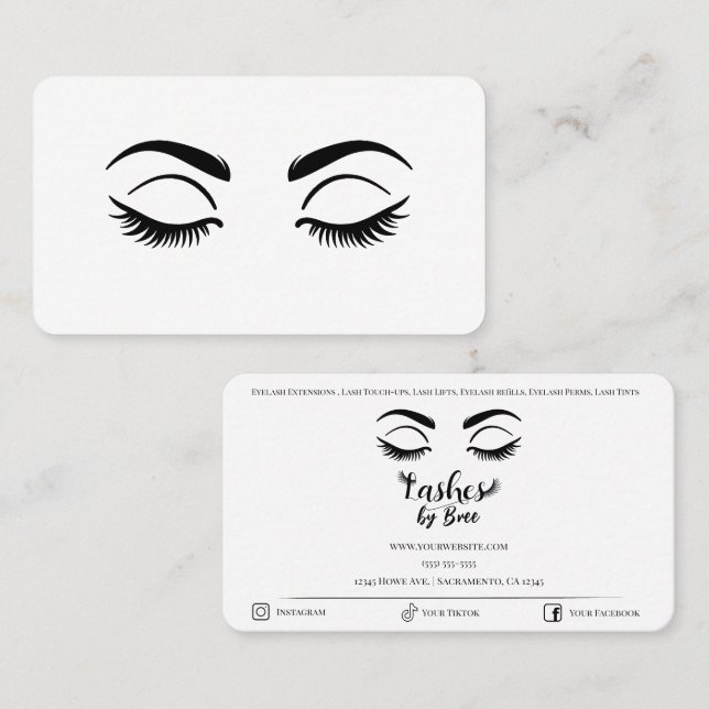 Carte De Visite Black Eyelashes Lashes Beauté Lash (Devant / Derrière)