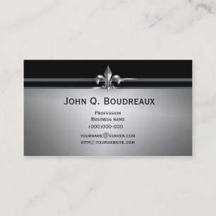 Carte De Visite Black Fleur de Lis argenté moderne