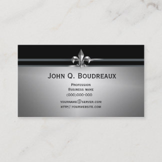 Carte De Visite Black Fleur de Lis argenté moderne