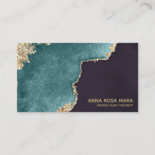 Carte De Visite *~* Black Geode Turquoise Moss Agate Gold Parties 