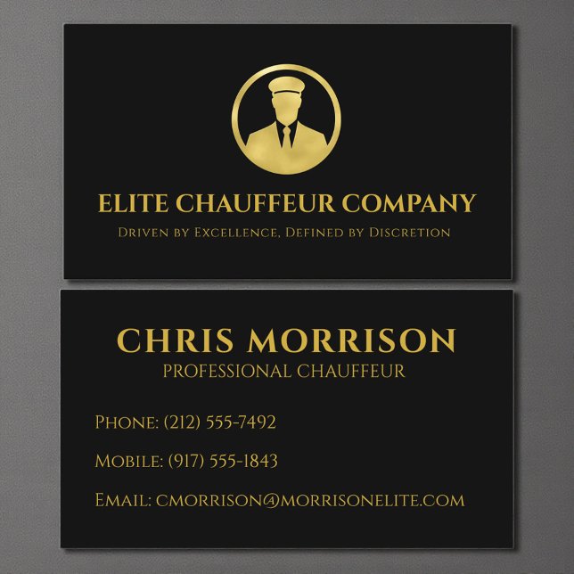 Carte De Visite Black Gold Chauffeur (Créateur téléchargé)