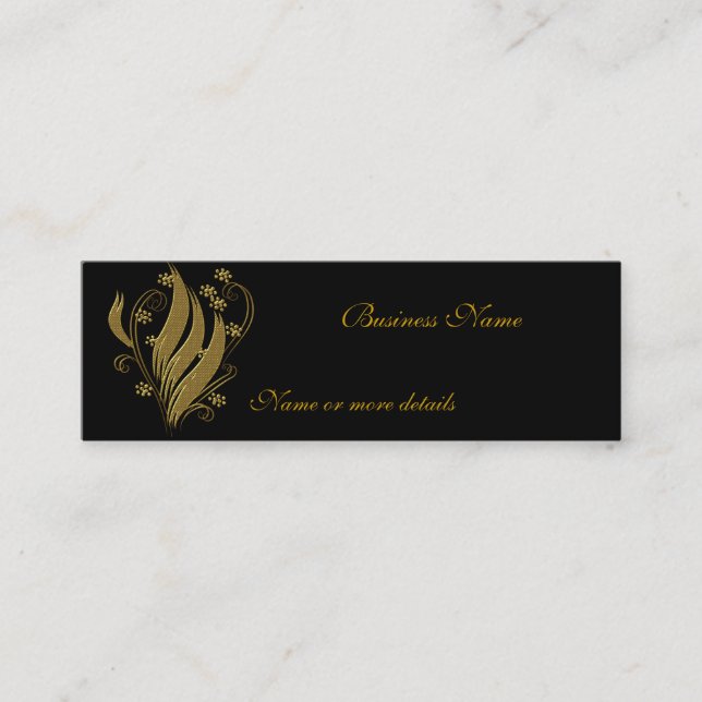 Carte de visite Black Gold Floral Skinny (Devant)