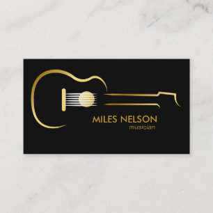 Carte De Visite Black Gold Guitar Modern Logo Music