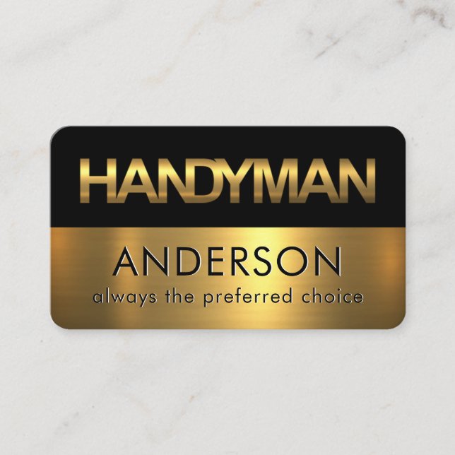 Carte De Visite Black Gold Handyman Signage Layers (Devant)