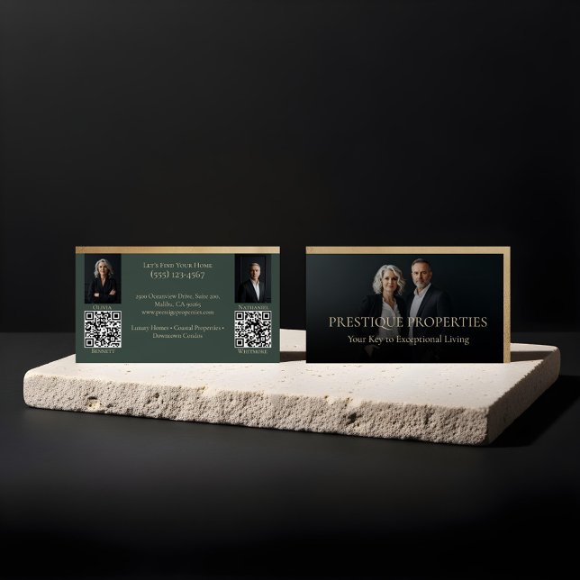 Carte De Visite Black Gold Luxury Real Estate Agent Photo Luxe (Prestige Luxury Realtor Law Firm Gold & Black Luxe Business Card)