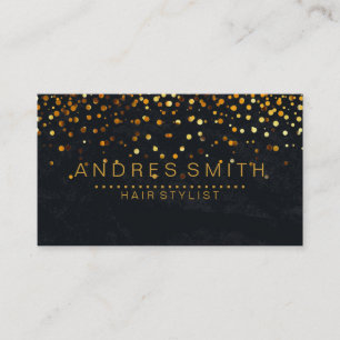 Carte De Visite Black Gold Parties scintillant Faux Foil Confetti 