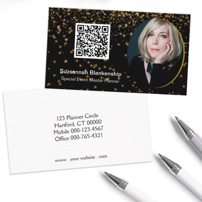 Carte De Visite Black Gold Professional Photo personnalisée Code Q (Créateur téléchargé)