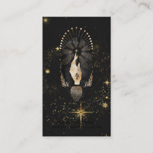Carte De Visite *~* Black Gold Rays Mystic Hand Snake Stars