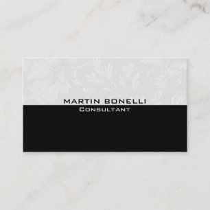 Carte De Visite Black Grey Floral Damask Spécial unique
