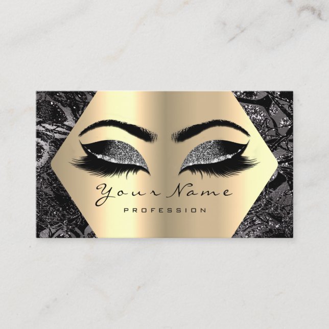 Carte De Visite Black Grey Gold Parties scintillant maquillage Art (Devant)