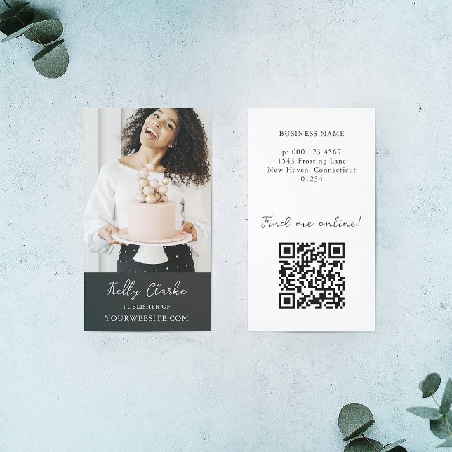 Carte De Visite Black Influencer Contenu Créateur Photo QR Code (Créateur téléchargé)