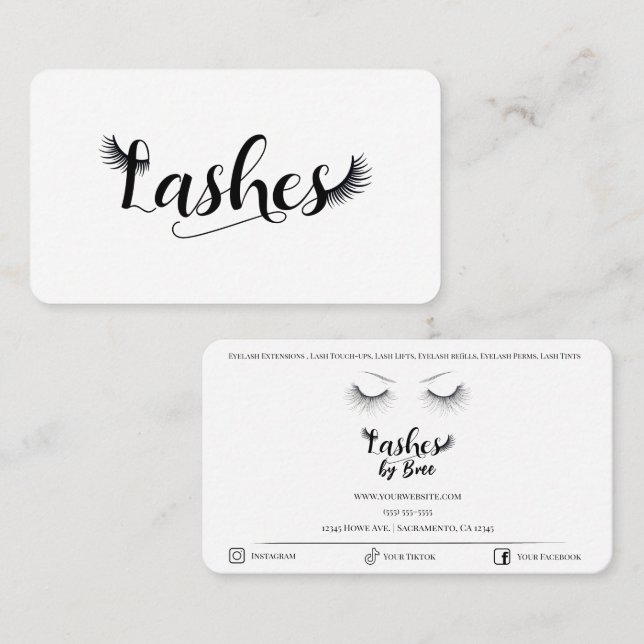 Carte De Visite Black Lashes Eyelashes Wispy Beauté (Devant / Derrière)