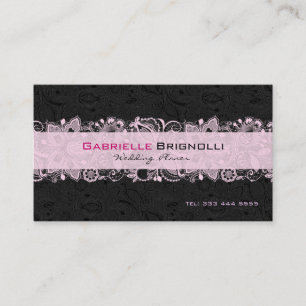 Carte De Visite Black & Light Rose Vintage dentelle florale