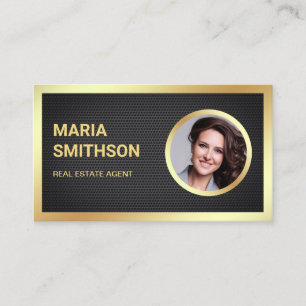 Carte De Visite Black Mesh Gold Foil Agent Immobilier