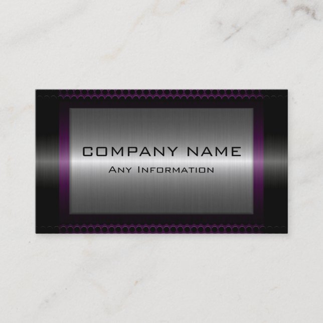 Carte De Visite Black Metallic Argent Gris Acier Métal Look #24 (Devant)