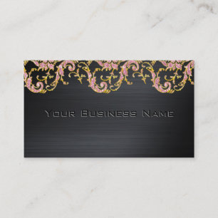 Carte De Visite Black Metallic rose Parties scintillant Damask Ent