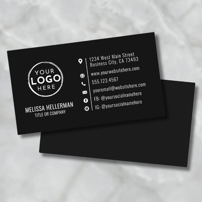 Carte De Visite Black Minimalist Modern Custom Logo (Black Minimalist Modern Custom Logo Business Card )