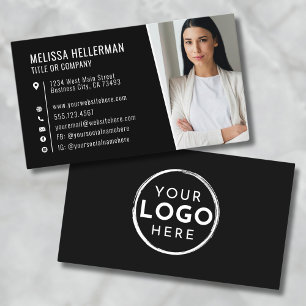 Carte De Visite Black Modern Photo Logo Professionnel