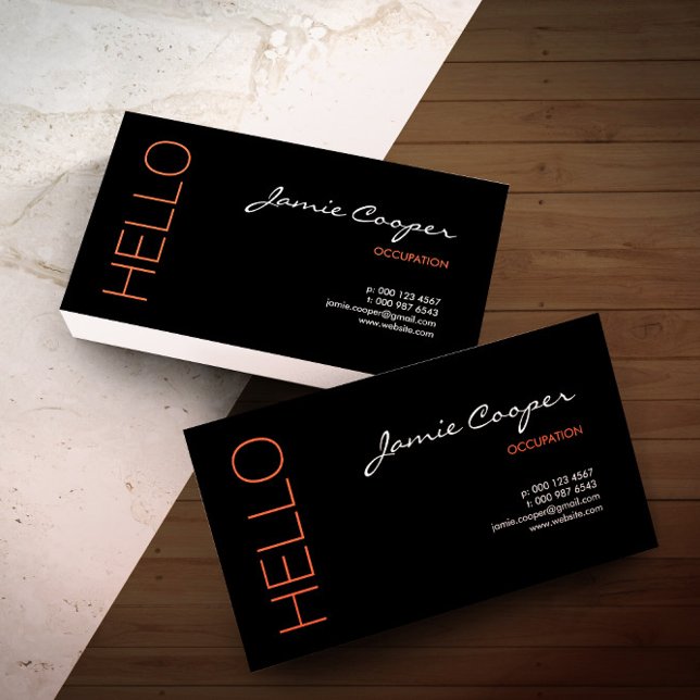 Carte De Visite Black & Orange Hello (Créateur téléchargé)