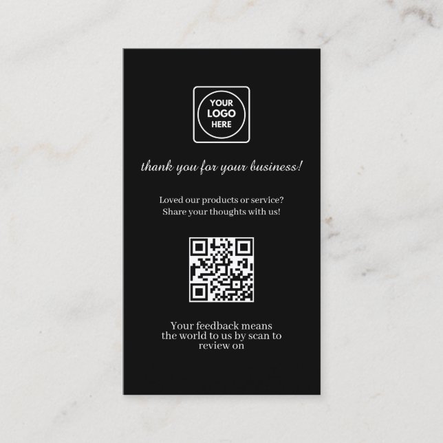 Carte De Visite Black QR | Custom Business Feedback Review Link (Devant)
