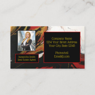 Carte De Visite Black Red Gold avec photo (double face)