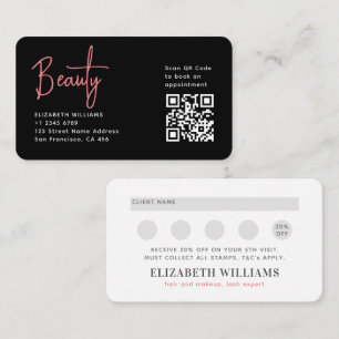 Carte De Visite Black Rose Beauté Professional QR Code Loyauté