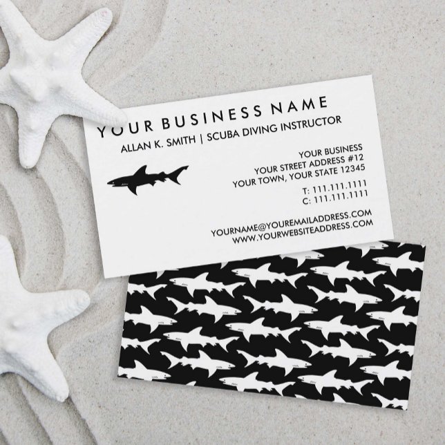 Carte De Visite Black Shark Elegant Plongée sous-marine / Charte d (Créateur téléchargé)